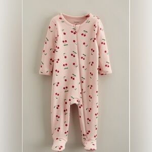 Nordstrom Pink Cherry Print Newborn Footie